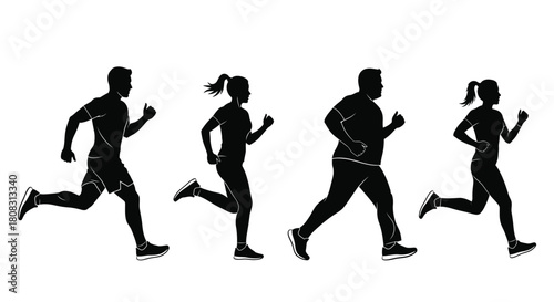 Running silhouettes fitness motivation healthy lifestyle exercise