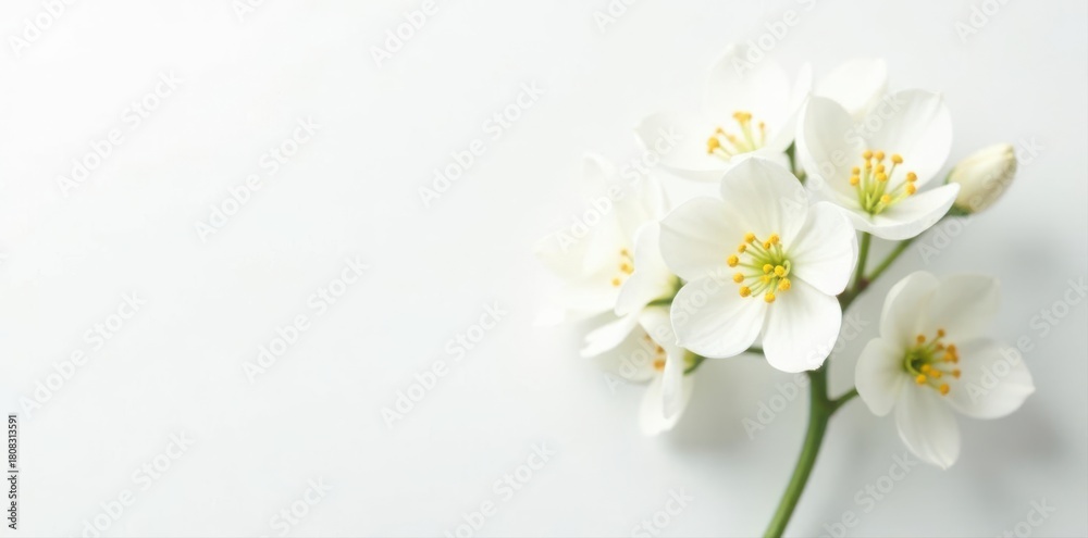 Fototapeta premium Fragile white flowers, isolated on white Subtle beauty , flower, minimalist