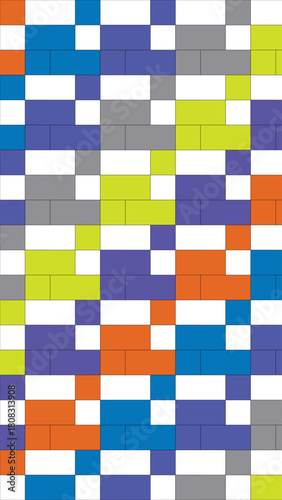 Modern Abstract Geometric Seamless Pattern with Rectangles in a Colorful Palette Design Ideal for Backgrounds and Wallpapers