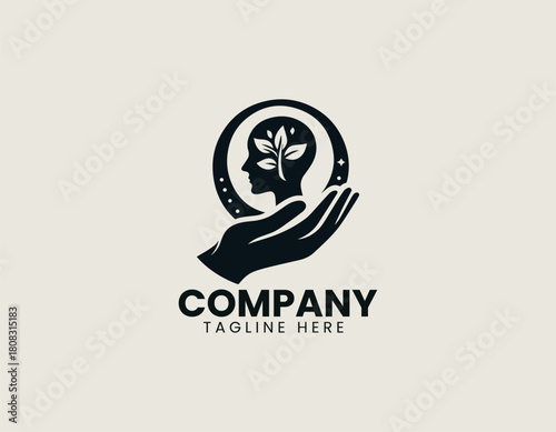 Healing Hand Mind black vector logo