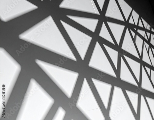 Abstract Black and White Shadow of Geometric Triangular Grid Pattern