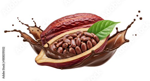 Delicious Cacao Bean and Chocolate Splash A Sweet and Natural Treat in Stunning Detail