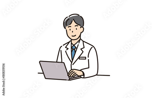 医療　先生　パソコン　科学者