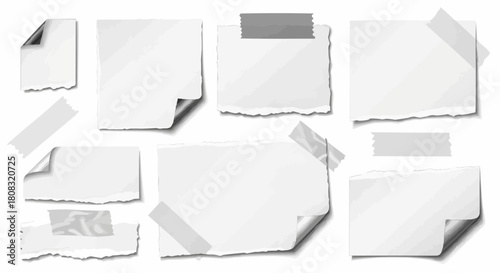 Wallpaper Mural Collection of Torn Paper Pieces with Adhesive Tape for Notes. Torontodigital.ca