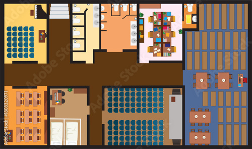 College Top View Interior Classroom Practice Room Infirmary University Hall Staff Room Toilet Clipart Vector