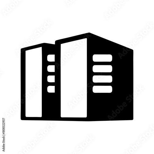 Modern corporate building icon in bold graphic style logo Vector, illustration
