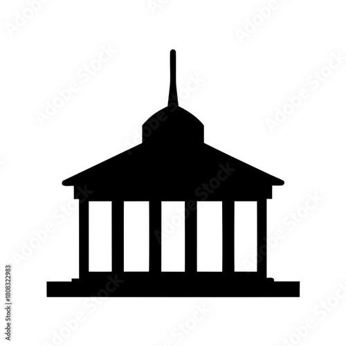 Classic courthouse building silhouette icon isolated vector Vector, illustration