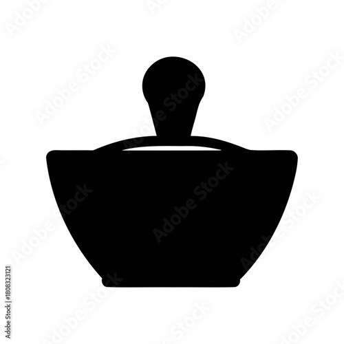 Mortar and pestle silhouette for pharmacy and culinary use Vector, illustration