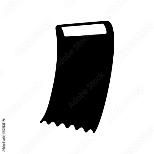 Black silhouette of a paper receipt or tag with top cutout Vector, illustration