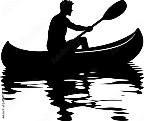 A man Canoe silhouette vector