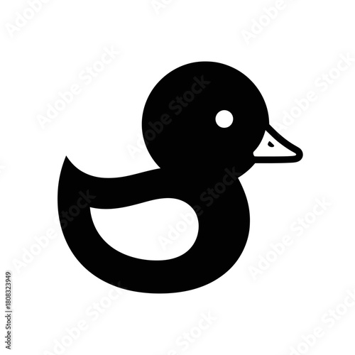 Black rubber ducky icon perfect for bath time fun and games.
