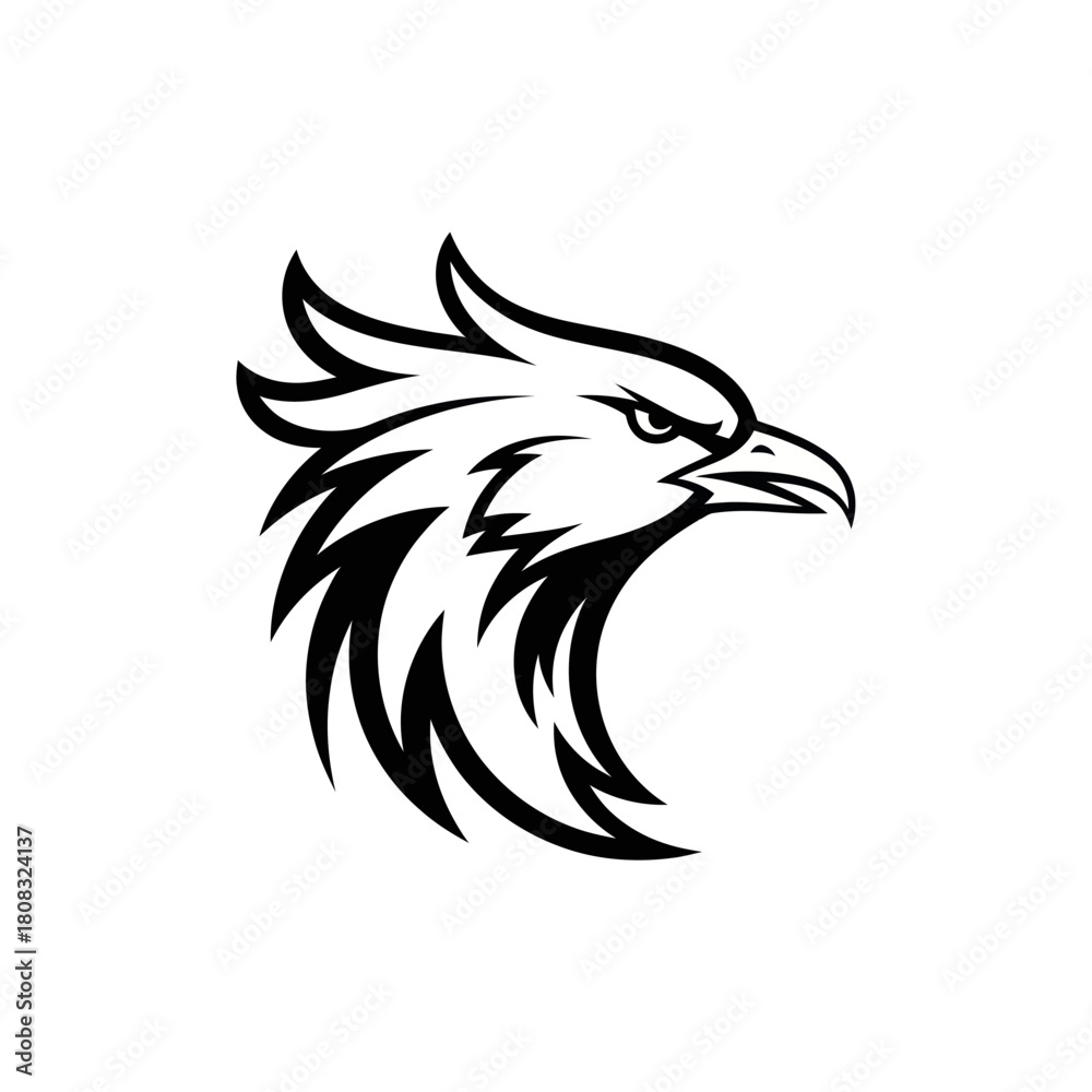 Fototapeta premium Stylized Eagle Head Illustration with Sharp Features and Bold Lines.