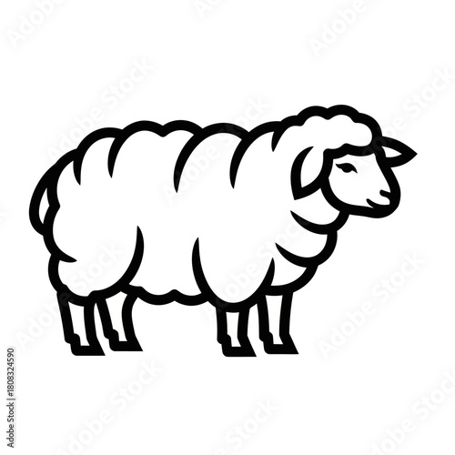 Stylized Sheep Illustration with Thick Wool and Defined Legs.