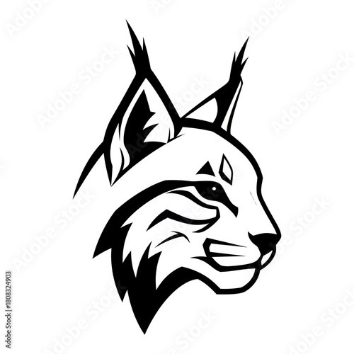 Stylized black and white lynx head mascot logo.