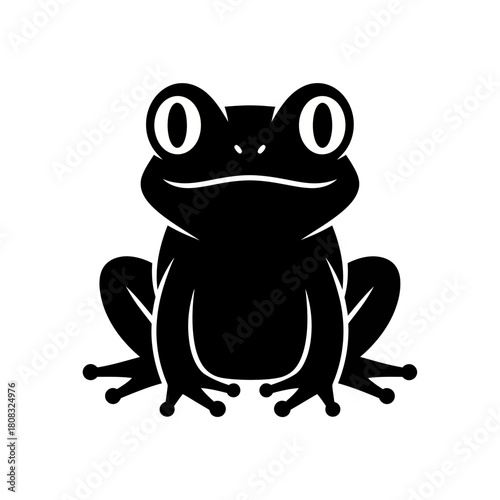 Black and white frog silhouette illustration, perfect for design and print.