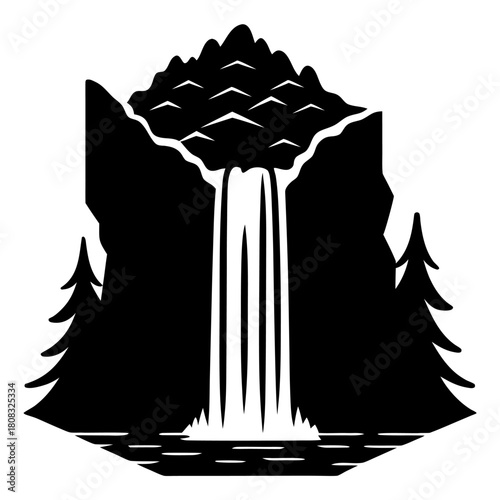 Vector of a waterfall silhouette