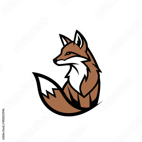 Stylized Fox Illustration with Brown Fur and White Accents.