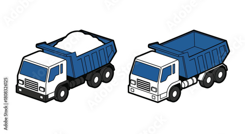 Dump trucks vector illustration construction vehicles transportation