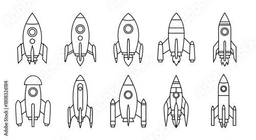 Cartoon rocket ships vector illustration space travel concept art