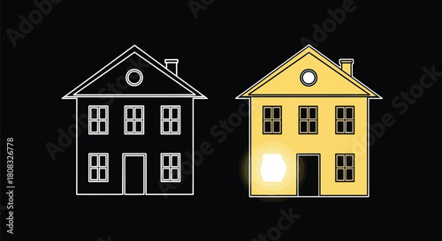 House illustration real estate home design architecture building art