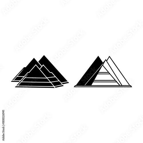 Vector illustration of two ancient pyramids in silhouette