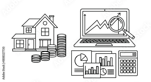 Real estate investment analysis and financial planning illustration