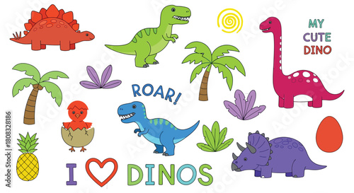 Cute dinosaur illustration vector art for kids design background