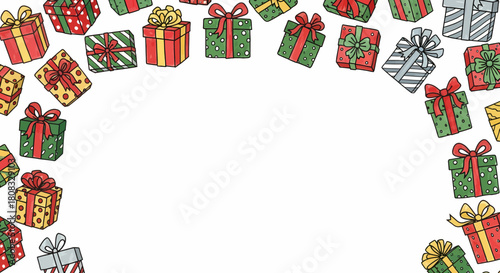 Delightful Presents Border With Bows And Polka Dots Illustration