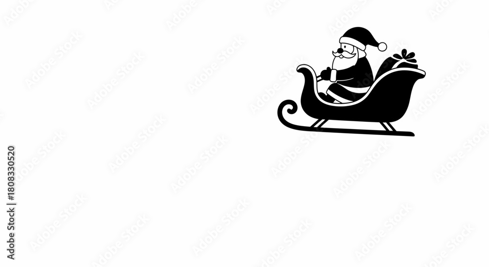 Obraz premium Santa Claus Riding His Sleigh with Gifts Silhouette Vector