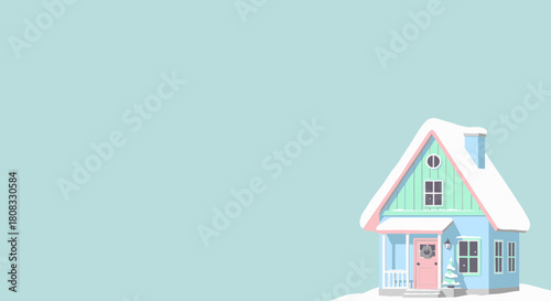 Winter House Cute Vector Illustration For Christmas Design
