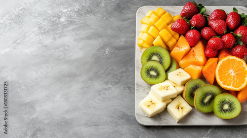 Fresh fruit platter colorful sliced seasonal fruits joyful summer snack