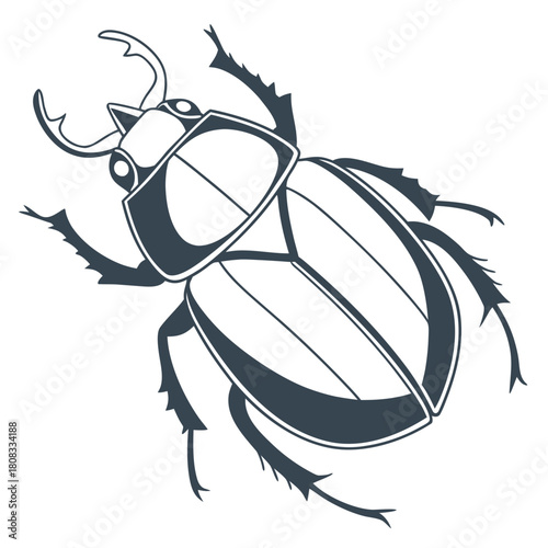 Illustration of a stag beetle isolated on in black and white