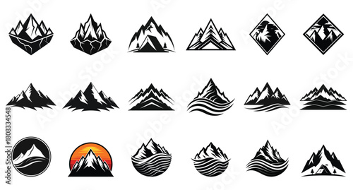 Minimal Mountain Landscape Logo Icons Collection