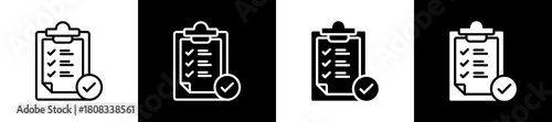 Task List icon variations in line and glyph style on black and white background