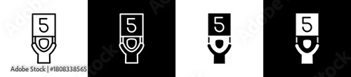 Html 5 icon variations in line and glyph style on black and white background