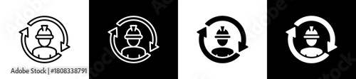 Worker Protection icon variations in line and glyph style on black and white background