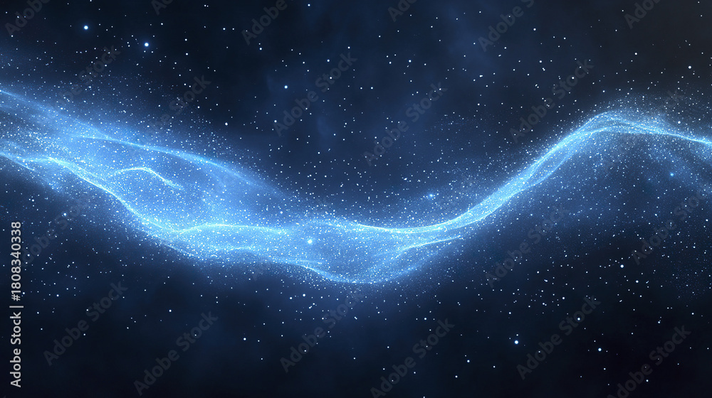 Obraz premium Glowing blue wave of light flows through starry night sky