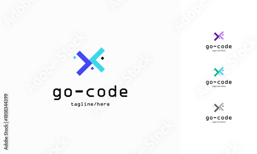 Go Code logo designs concept vector, Coding logo with arrow symbol
