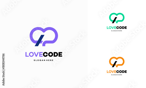 Love Code logo designs concept vector, Coding and Love symbol
