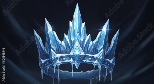 Ice crown tiara vector illustration, frozen winter queen crown, crystal ice crown design, ice kingdom crown