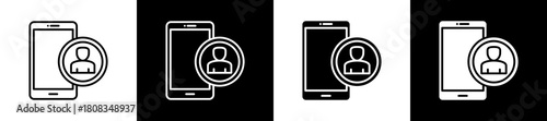 User Profile icon variations in line and glyph style on black and white background