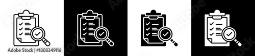 Testing icon variations in line and glyph style on black and white background