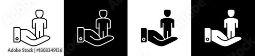 Responsible icon variations in line and glyph style on black and white background