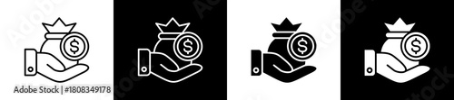 Creditors icon variations in line and glyph style on black and white background