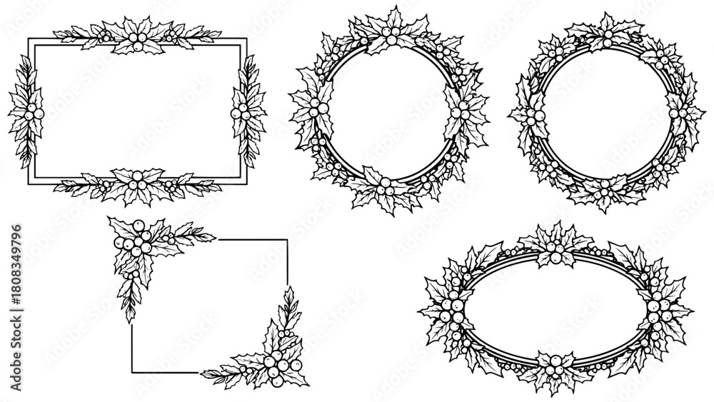 Obraz premium Elegant floral frame collection for invitations and festive designs, botanical borders