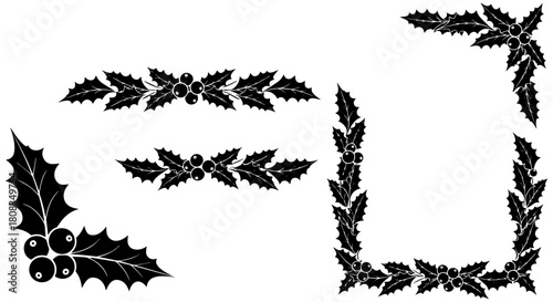 Elegant holly berry accents for festive cards and invitations, vector design