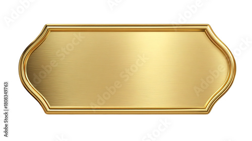 Gold plate. Gold metal plate. Yellow shiny texture with frame. Vector illustration. Stock image.