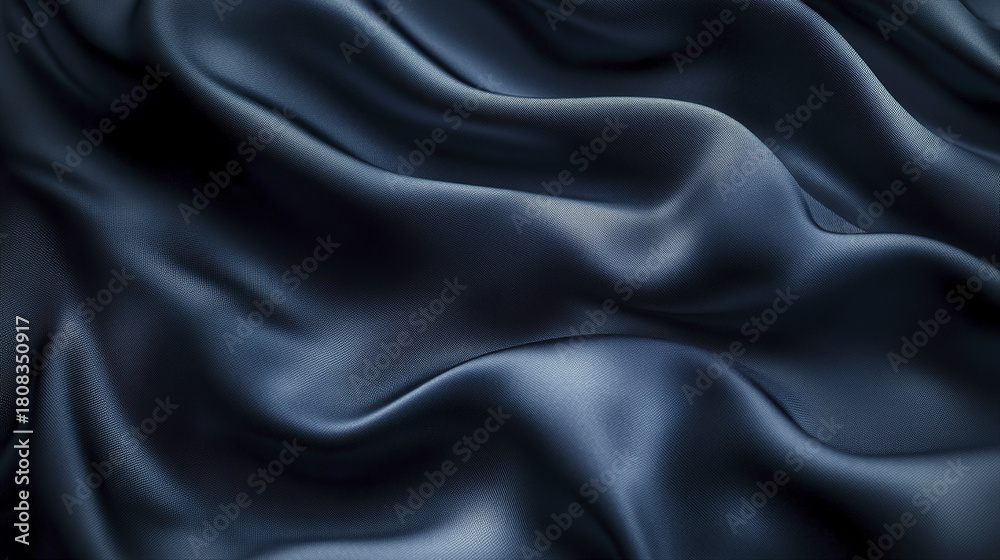 Fototapeta premium Smooth dark blue fabric with sleek gradient creates luxurious texture