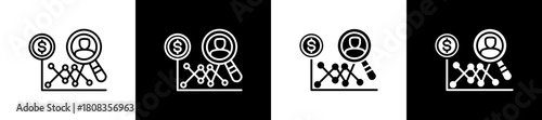 Competitor  icon variations in line and glyph style on black and white background