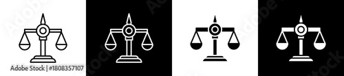 Balance  icon variations in line and glyph style on black and white background